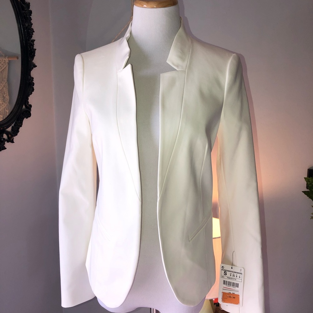 Zara studded white blazer